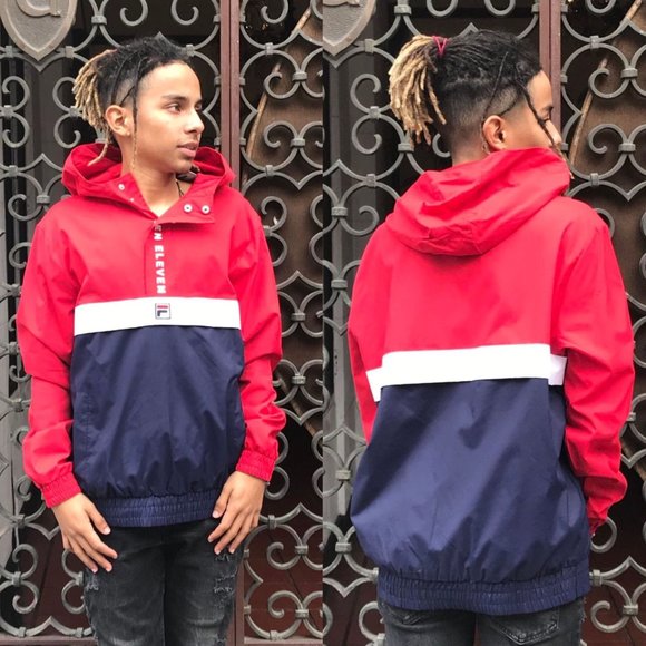Men's Fila Red White Navy Hooded Jacket